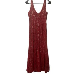 BCBGeneration Vibrant Red Lace Dress Long Dress Cream Size 8